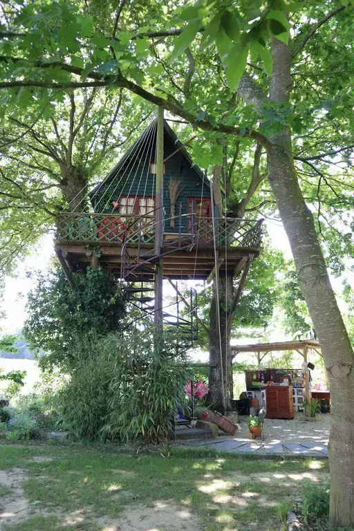Cabane dans les arbres en pleine nature