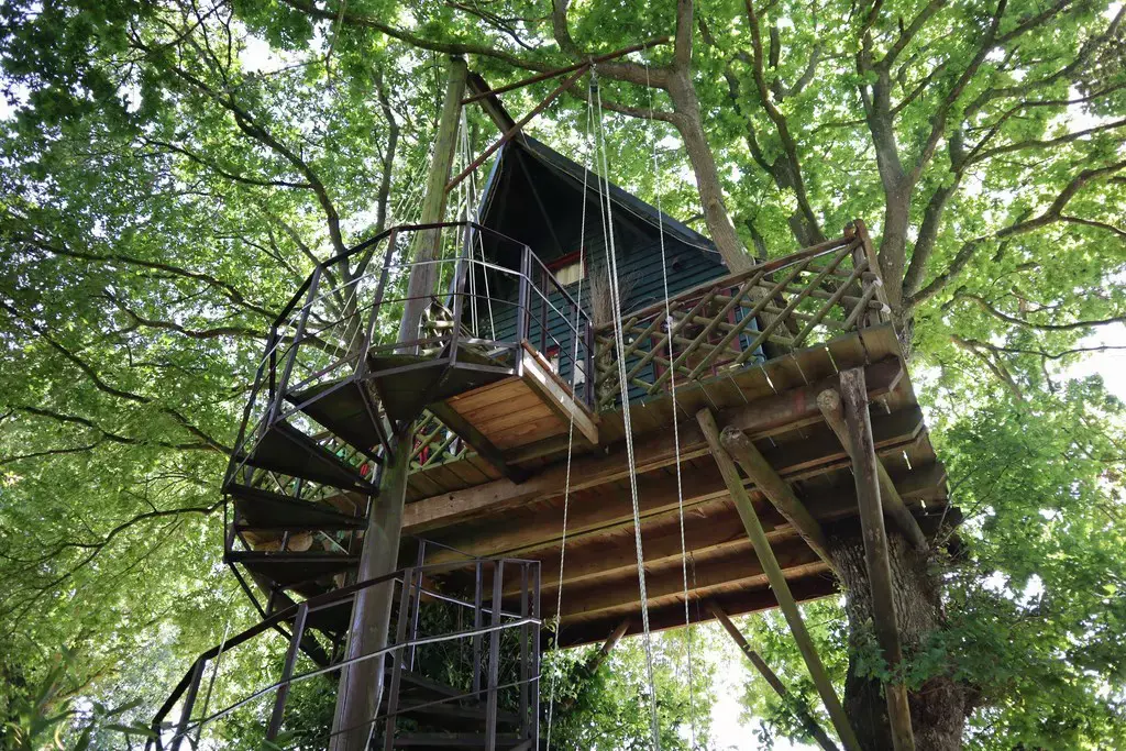 Cabane dans les arbres en pleine nature